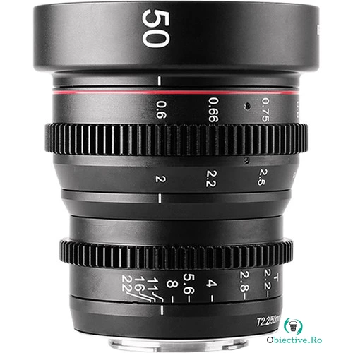Obiectiv manual Meike 50mm T2.2 Cine pentru MFT M4/3-Mount la 1,763.00 lei ron